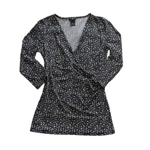 Ann Taylor Black and White Floral Top